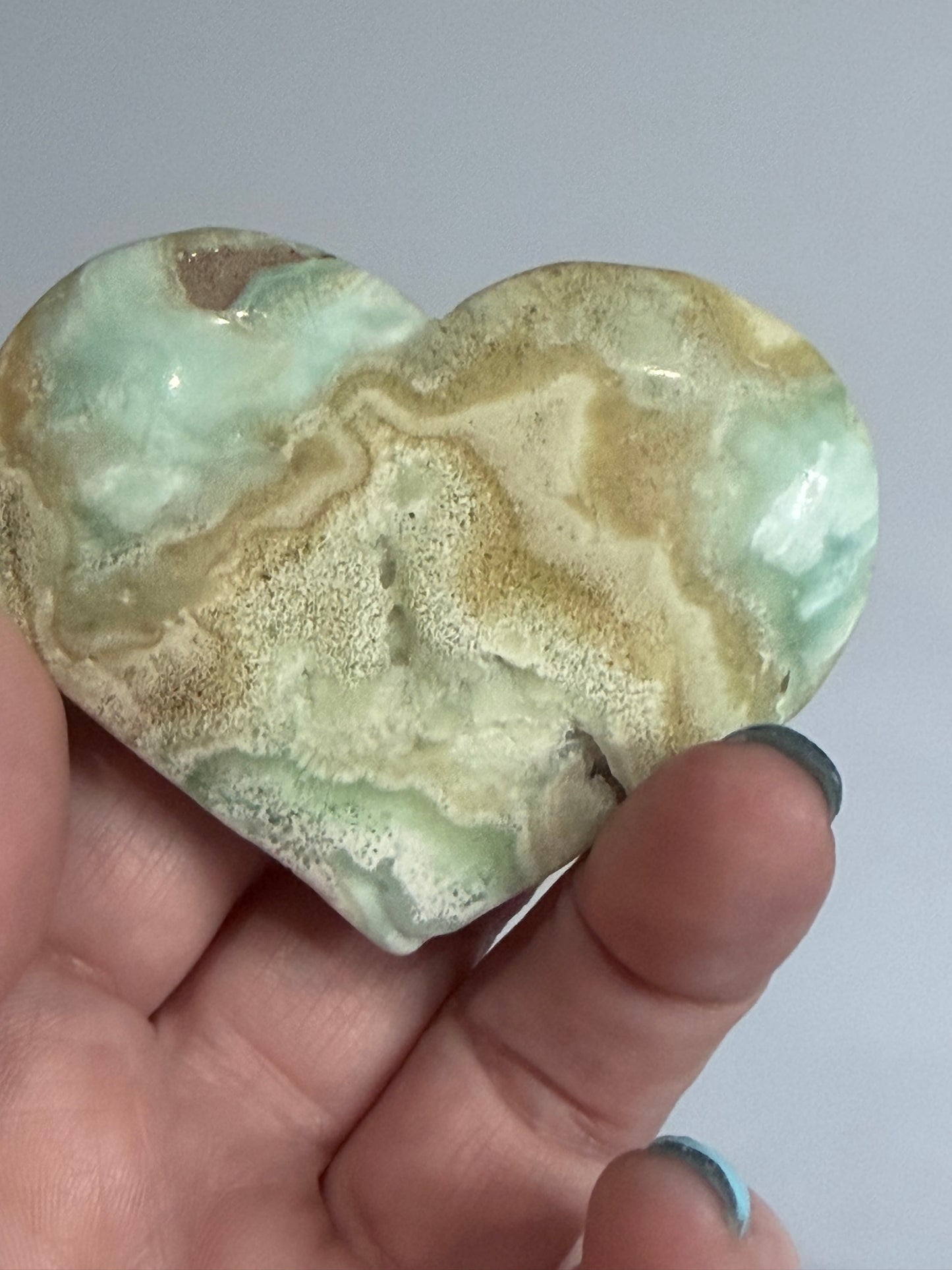 Blue Aragonite Heart – Self Standing A - 6.8cm