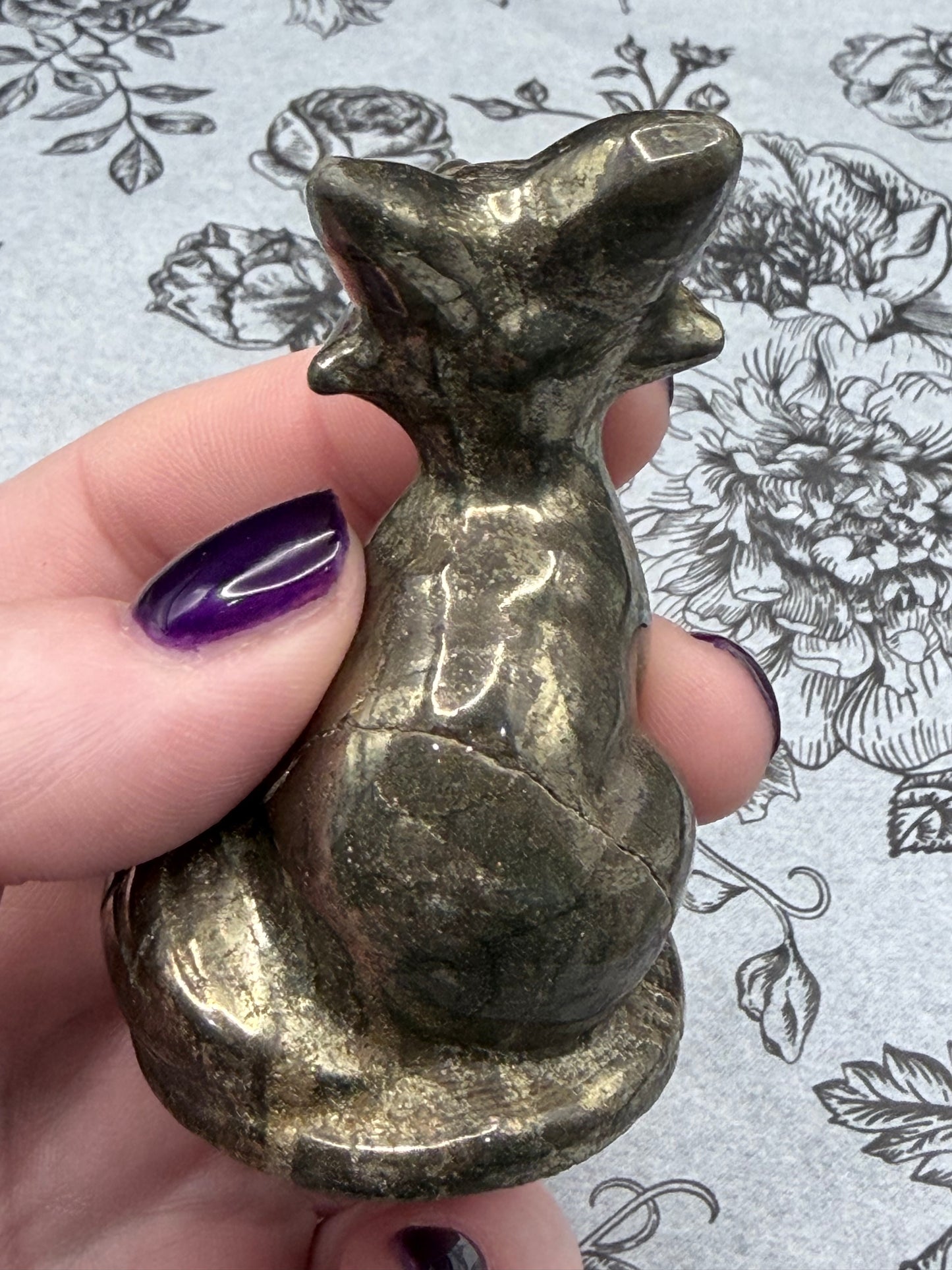 Pyrite Fox Carving (Polished) — 120g | 6.5cm