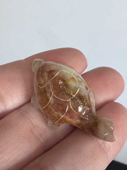 Brown Banded Calcite Turtle Family Carving – Set of 6