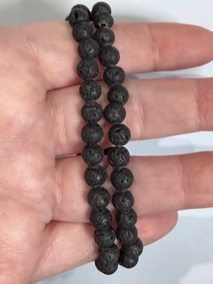 6mm Lava Stone Bracelet – Grounding • Strength • Emotional Stability