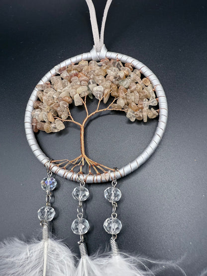 Garden Quartz & Rutile Quartz Tree of Life Dreamcatcher
