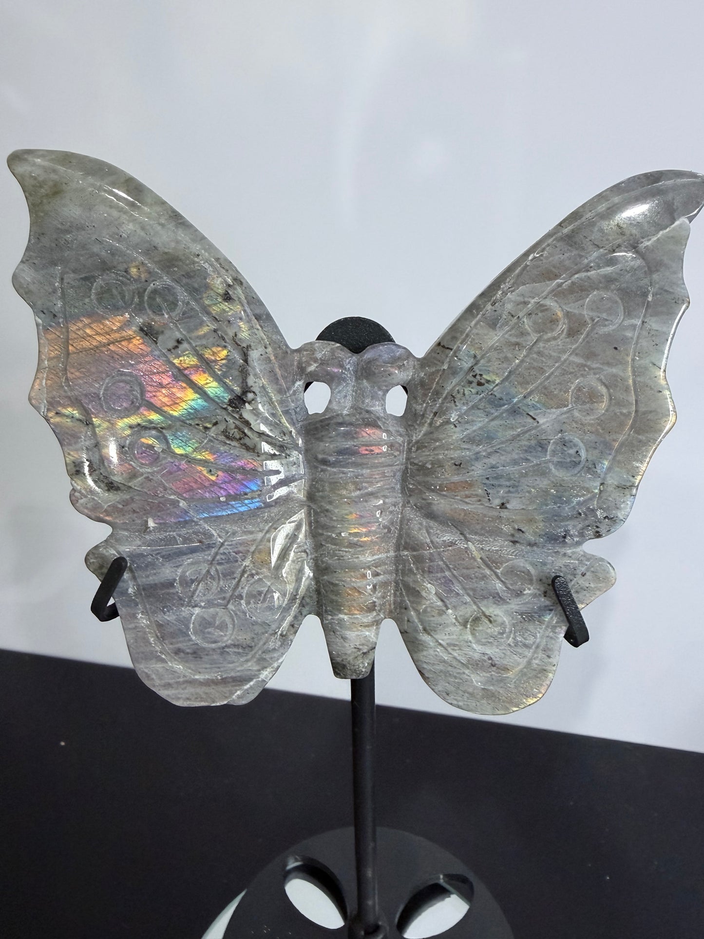 Labradorite Butterfly Crystal Display on Stand – 18 cm