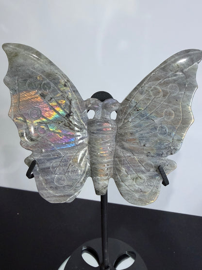 Labradorite Butterfly Crystal Display on Stand – 18 cm