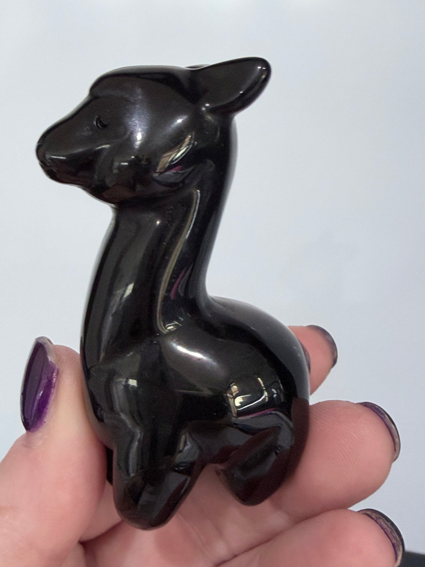 Black Obsidian Llama Carving – 8cm