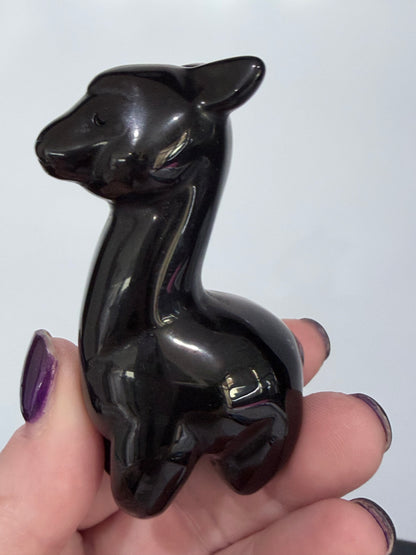 Black Obsidian Llama Carving – 8cm