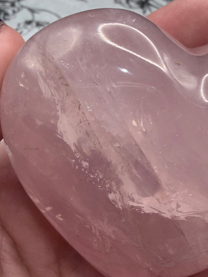 Rose Quartz Heart with Silver Stand – Self Love & Calm (215g | 7.2 × 7cm)