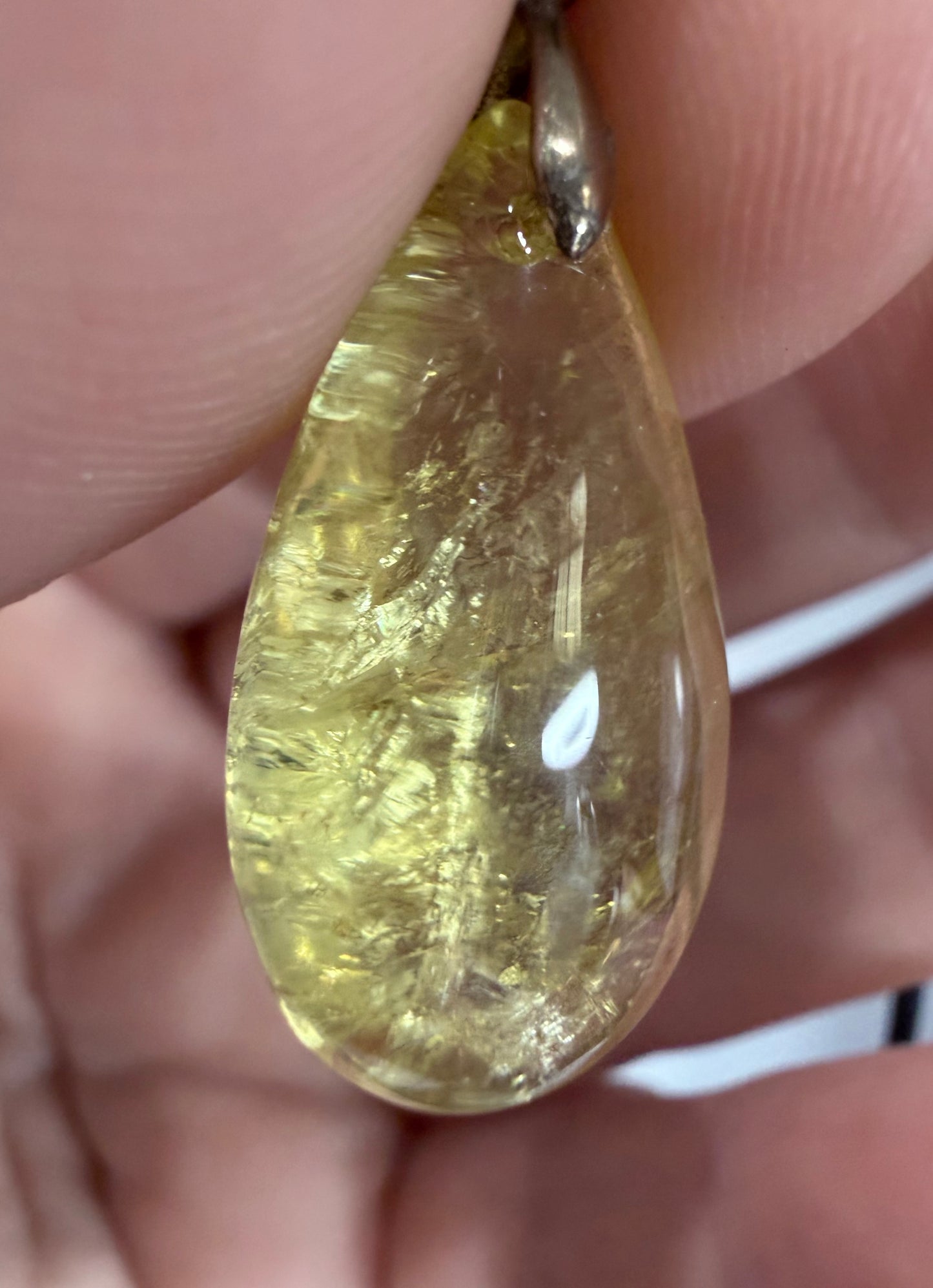 Citrine Teardrop Pendant with 925 Bail & Black Cord (2.5cm)