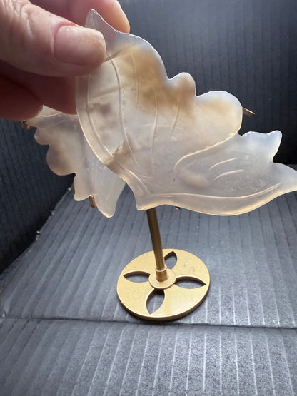 Grey chalcedony Butterfly on stand