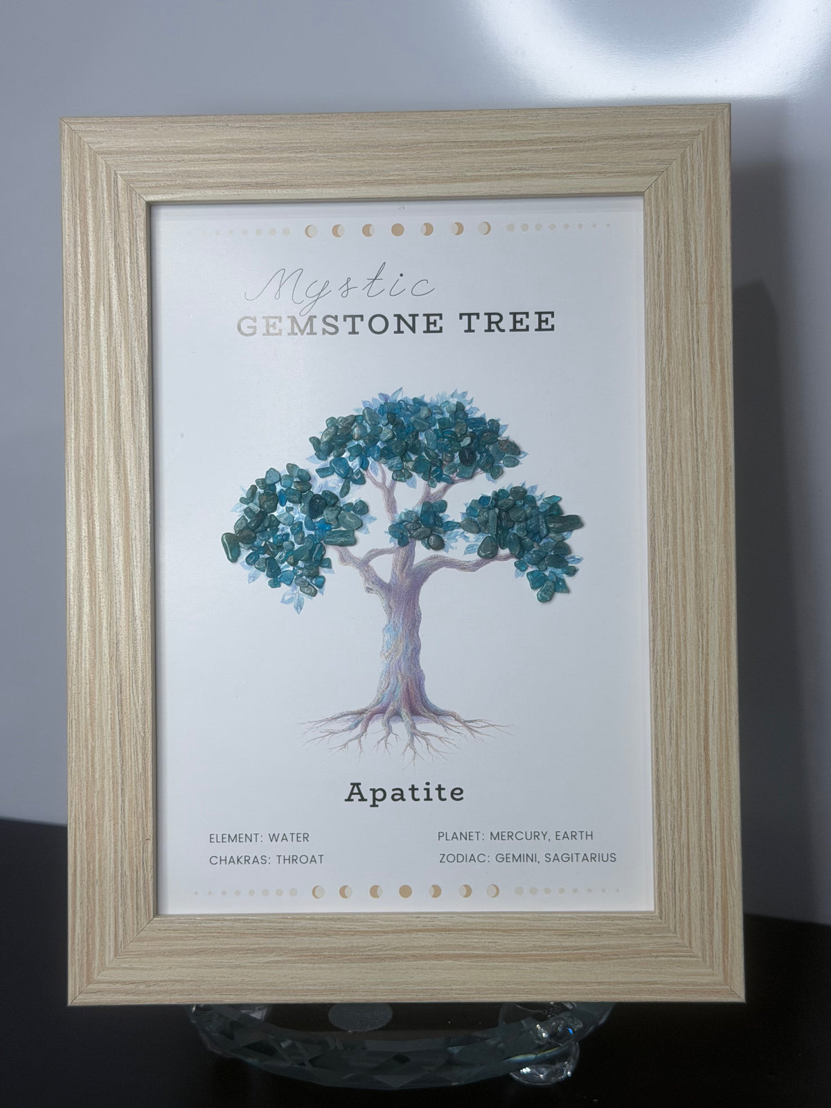 Mystic Apatite Gemstone Tree Framed Crystal Art | 15 x 20cm