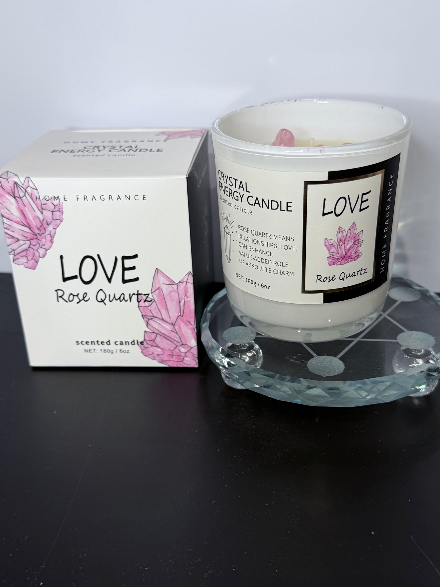 Love Crystal Energy Candle – Rose Quartz | 180g