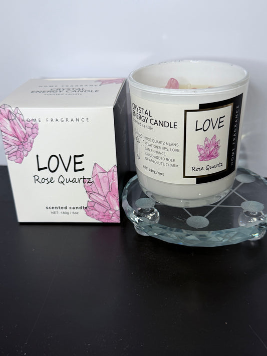 Love Crystal Energy Candle – Rose Quartz | 180g