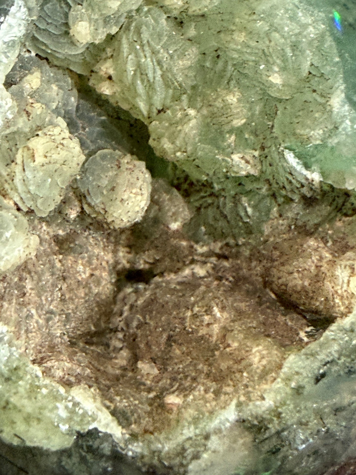 Botryoidal Prehnite with Epidote & Calcite Sphere B - 5cm