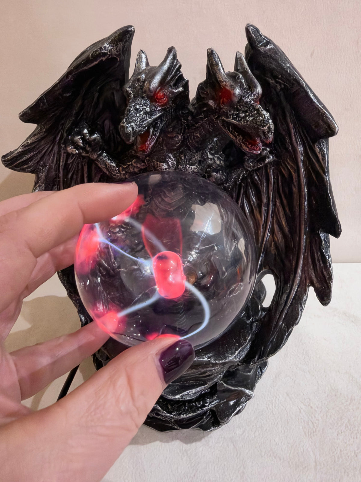 Twin Dragon Plasma Ball Lamp – 20cm
