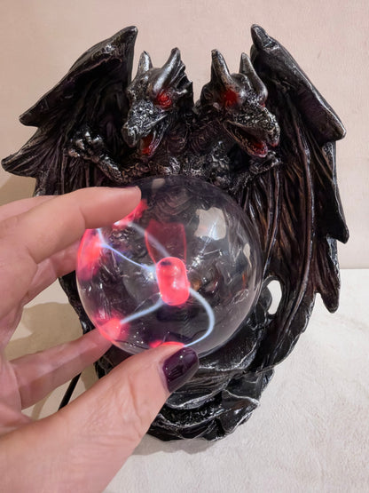 Twin Dragon Plasma Ball Lamp – 20cm