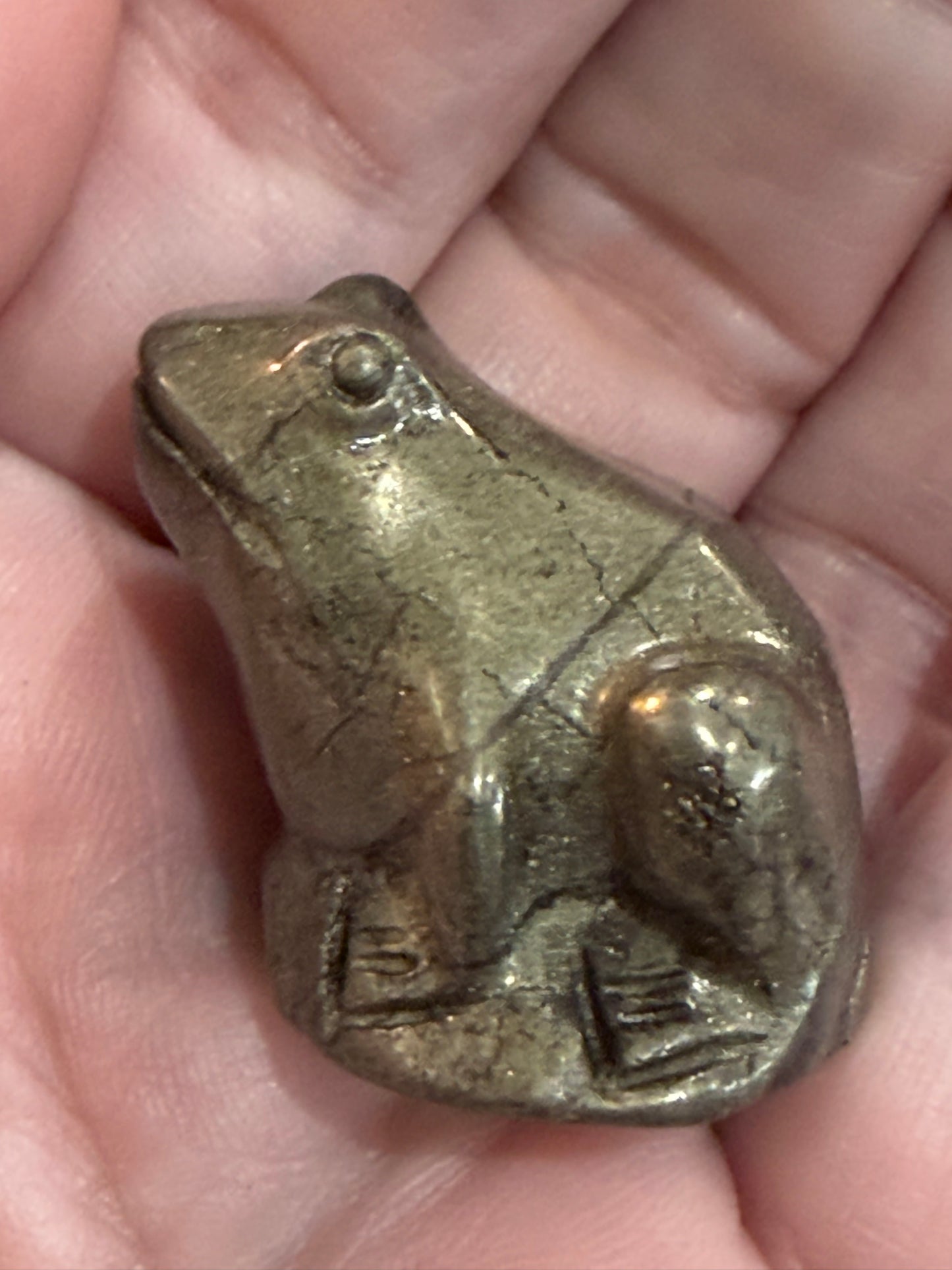 Pyrite Frog Crystal Mini Carving – 4cm
