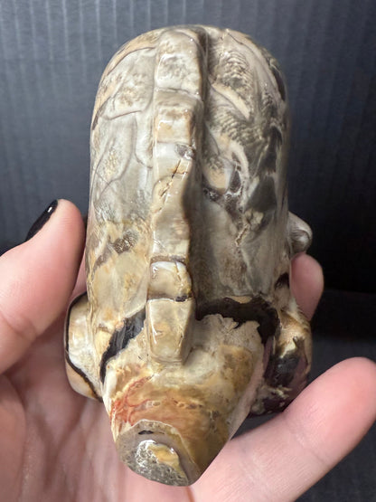 Volcano Agate T-Rex Dino | 365g | 8.5 × 6cm | Druzy Nose