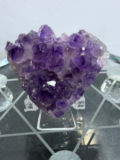 Amethyst Druzy Heart Cluster With Stand (A)