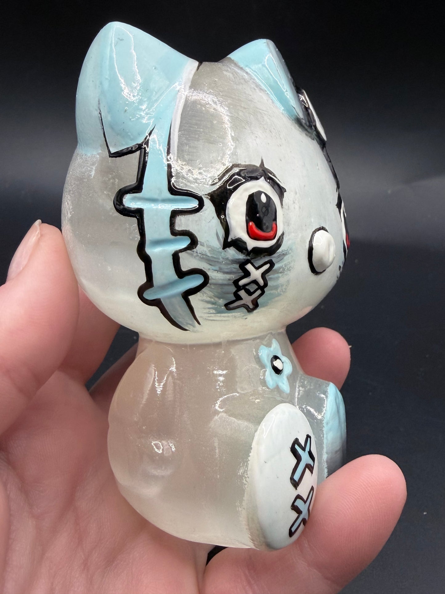 Hello Kitty Inspired Hand-Painted Selenite Figurine – Large