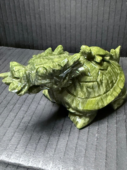 Serpentine Jade (New Jade) Turtle Dragon Carving (12 x 6.5cm | 400g)