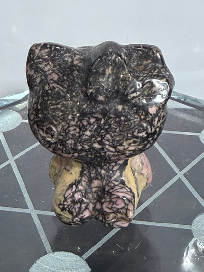 Hello Kitty Rhodonite Crystal Carving – 5cm