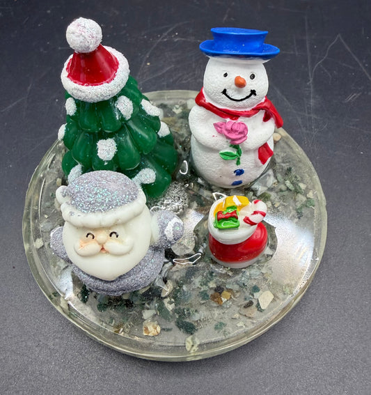 Christmas Snow Scene – Santa, Snowman & Tree Resin Display