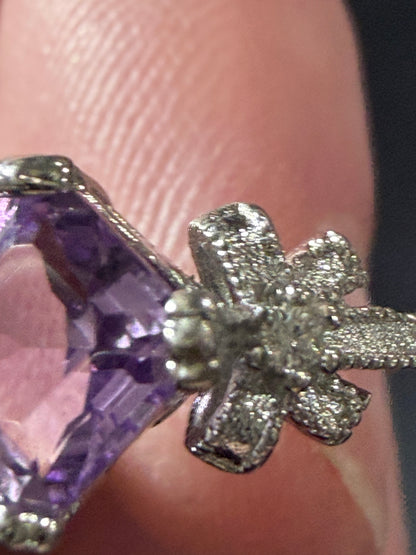 Adjustable Amethyst Floral Ring