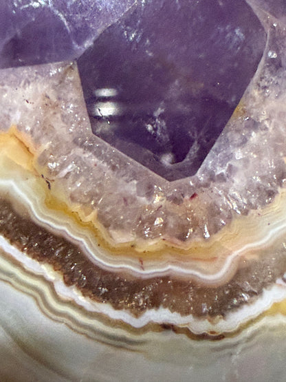 Amethyst & Banded Agate Heart 94g | 6.6 × 6.1 cm | Self-Standing I