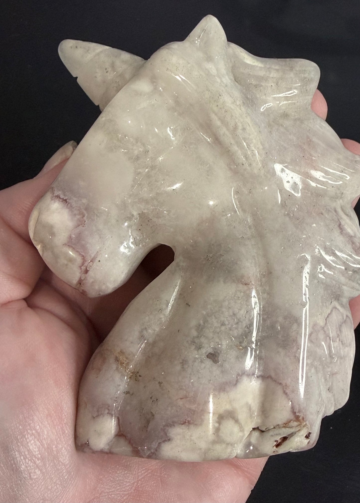 Flower Agate Unicorn Carving – 10cm | 351g
