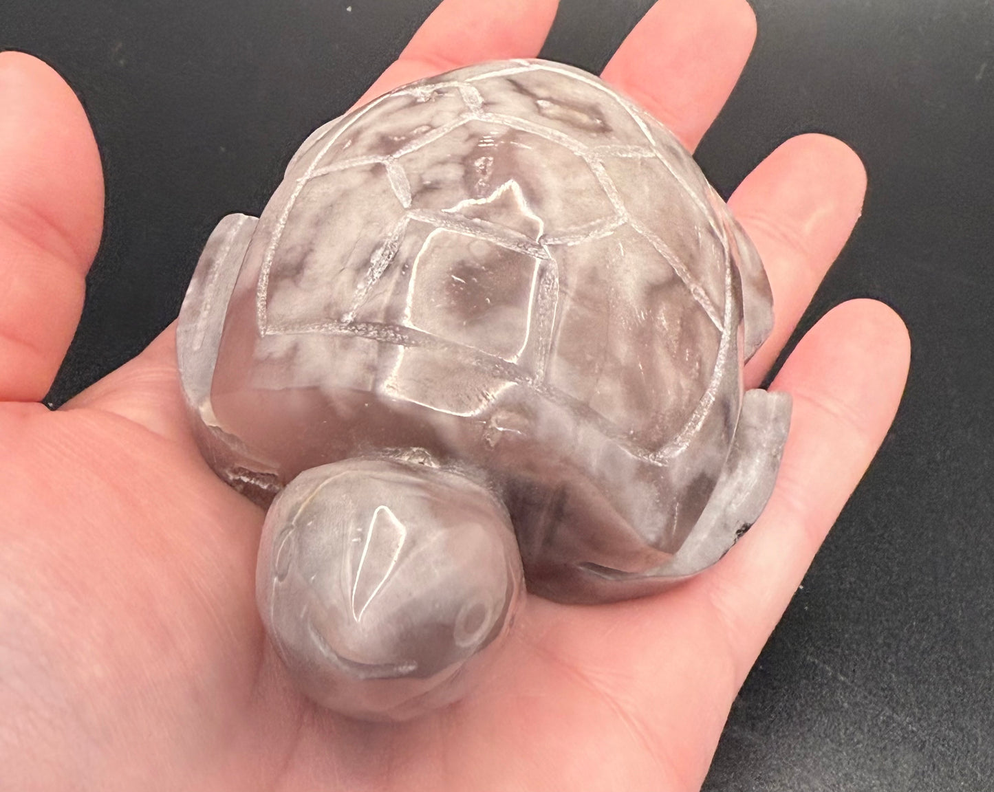 Grey Agate Turtle with Sparkling Druzy