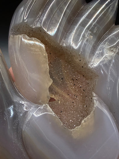 Nine-Tailed Fox Druzy Agate Carving