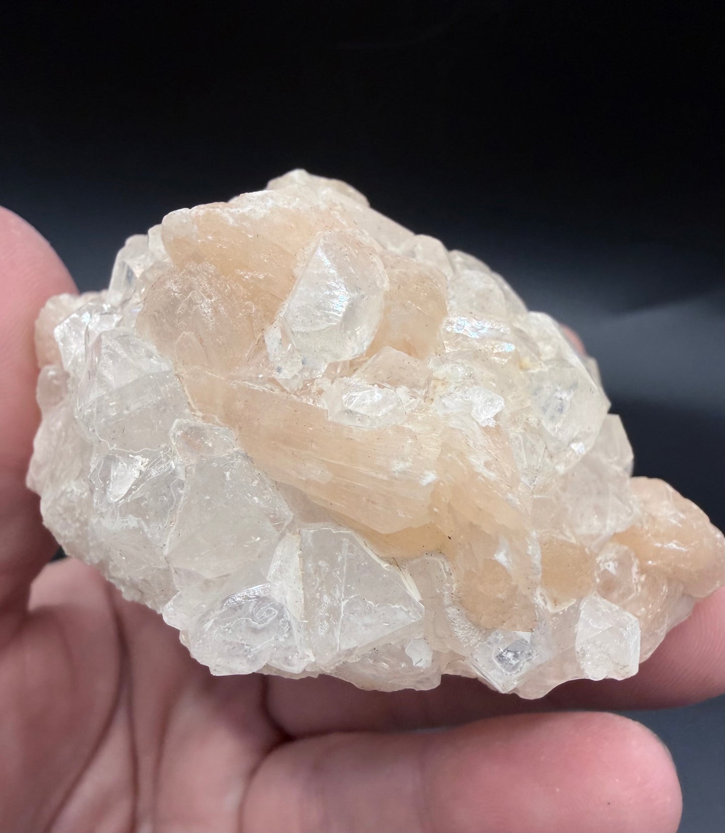 Apophyllite with Peach Stilbite Crystal Cluster
