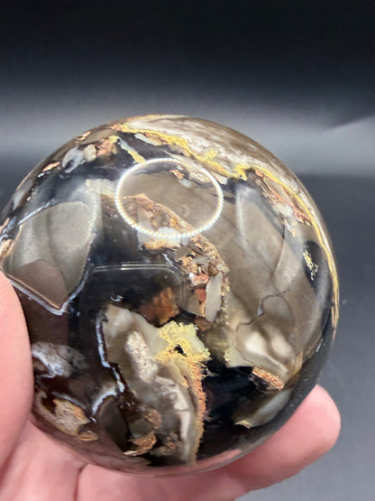 Volcano Agate Sphere – UV Reactive Green Glow