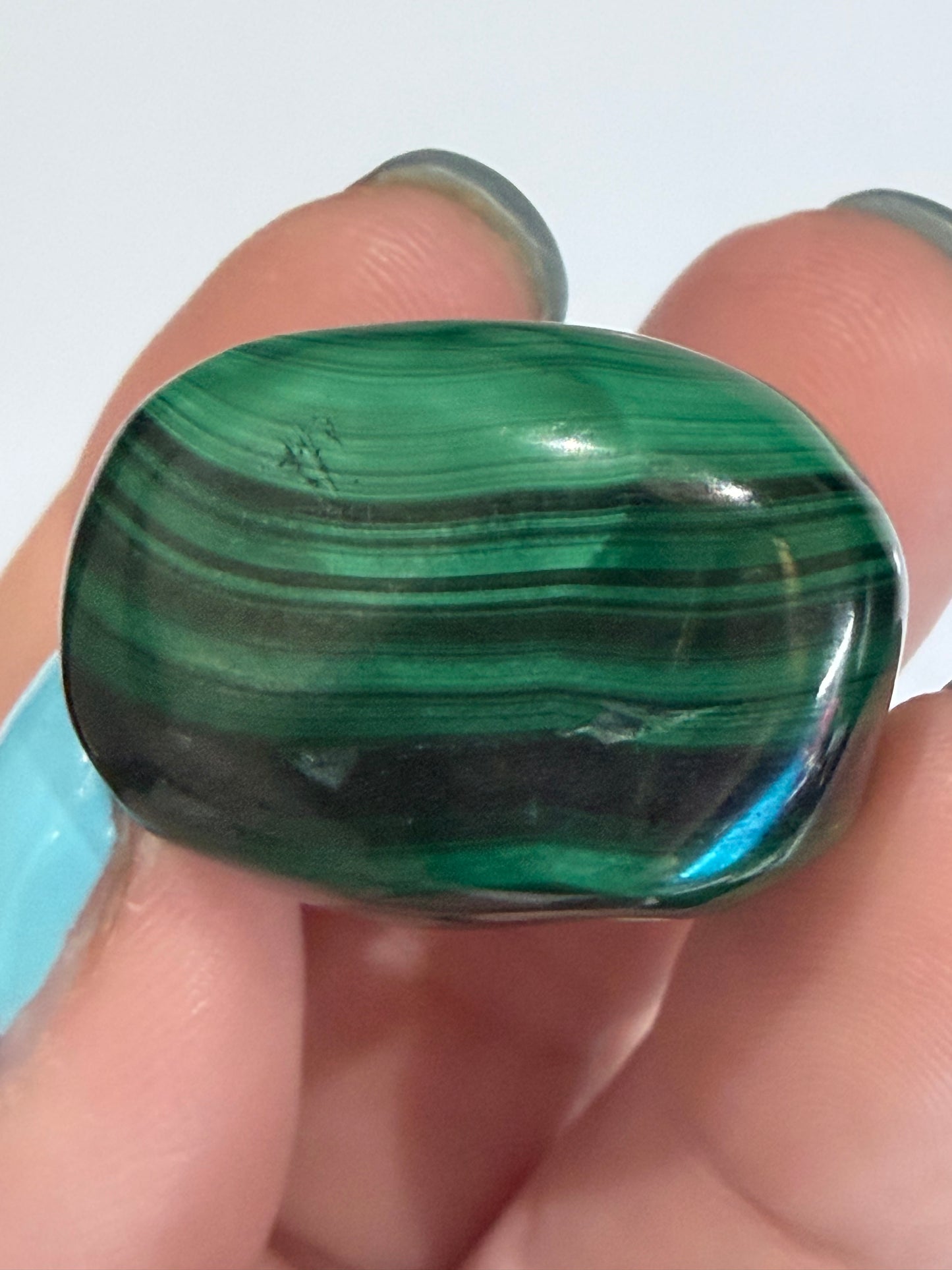 Malachite Tumble Stone - Concentric “eye” patterns A -