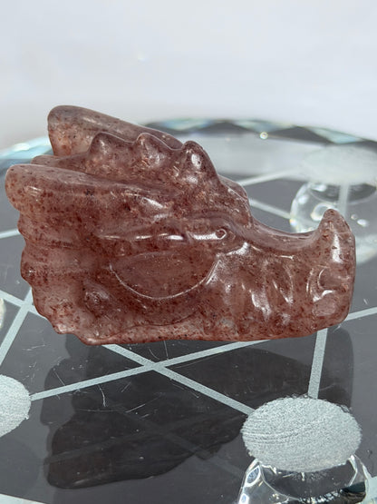 Strawberry Quartz Dragon Head Carving A - 5cm