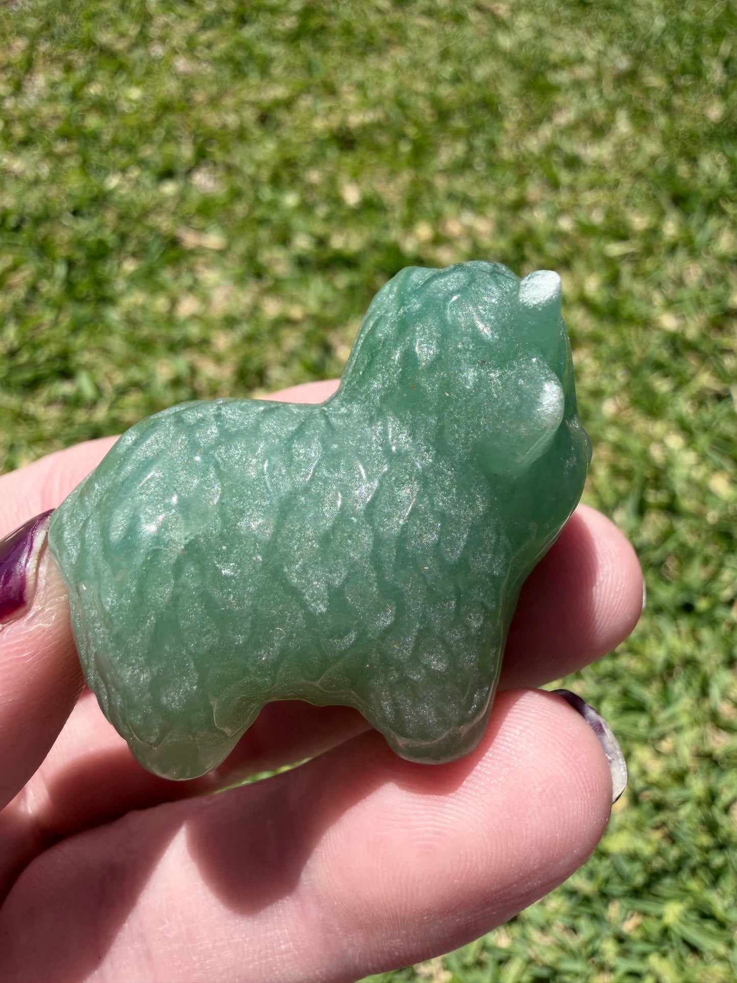 Green Aventurine Highland Cow Carving