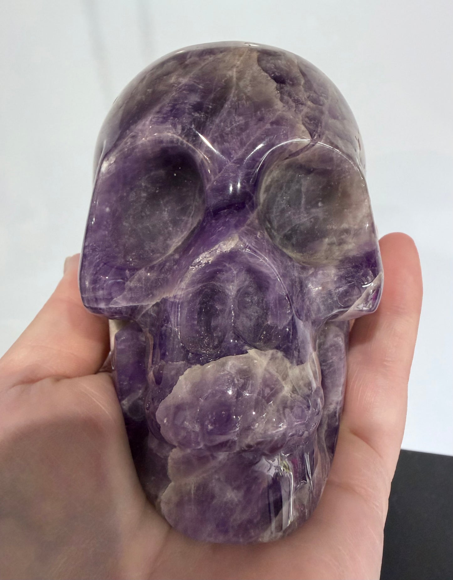 Chevron Amethyst Skull – 950g Statement Piece (One-of-a-Kind)