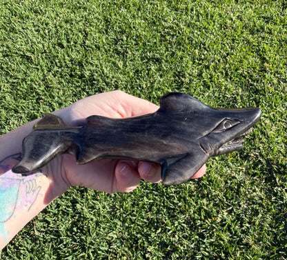 Silver Sheen Obsidian Shark Carving 323g | 17cm
