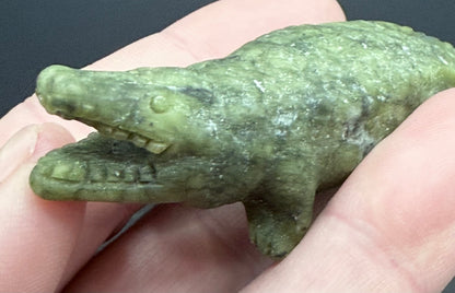 Serpentine Crocodile Carving