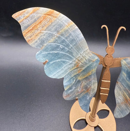 Blue Onyx Butterfly with Stand