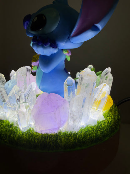 Stitch Crystal Garden USB Lamp – Approx. 11 cm Base