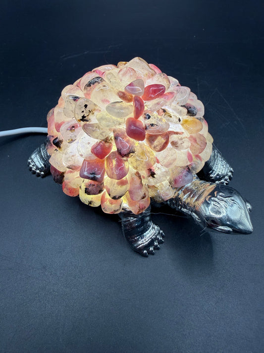 Rhodonite Crystal Turtle Lamp