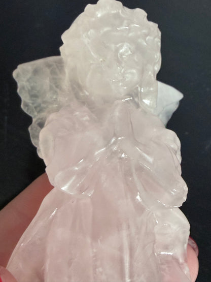 Rose Quartz Angel Crystal Carving – 10cm