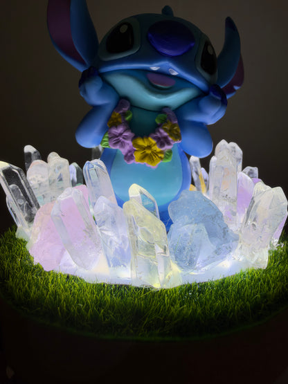 Stitch Crystal Garden USB Lamp – Approx. 11 cm Base