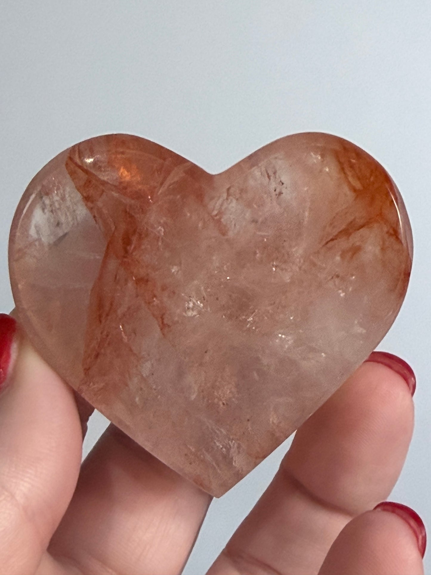 Fire Quartz Flat Heart (Hematoid Quartz) Heart – 5.6 cm | 106 g