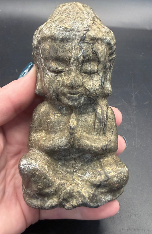 Pyrite Buddha Carving – 12 × 6.5 cm (692 g)