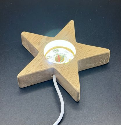 Wooden Star LED Light Base – 10cm