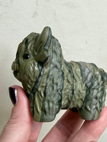 Highland Cow Green Zebra Stone Carving – 8 cm