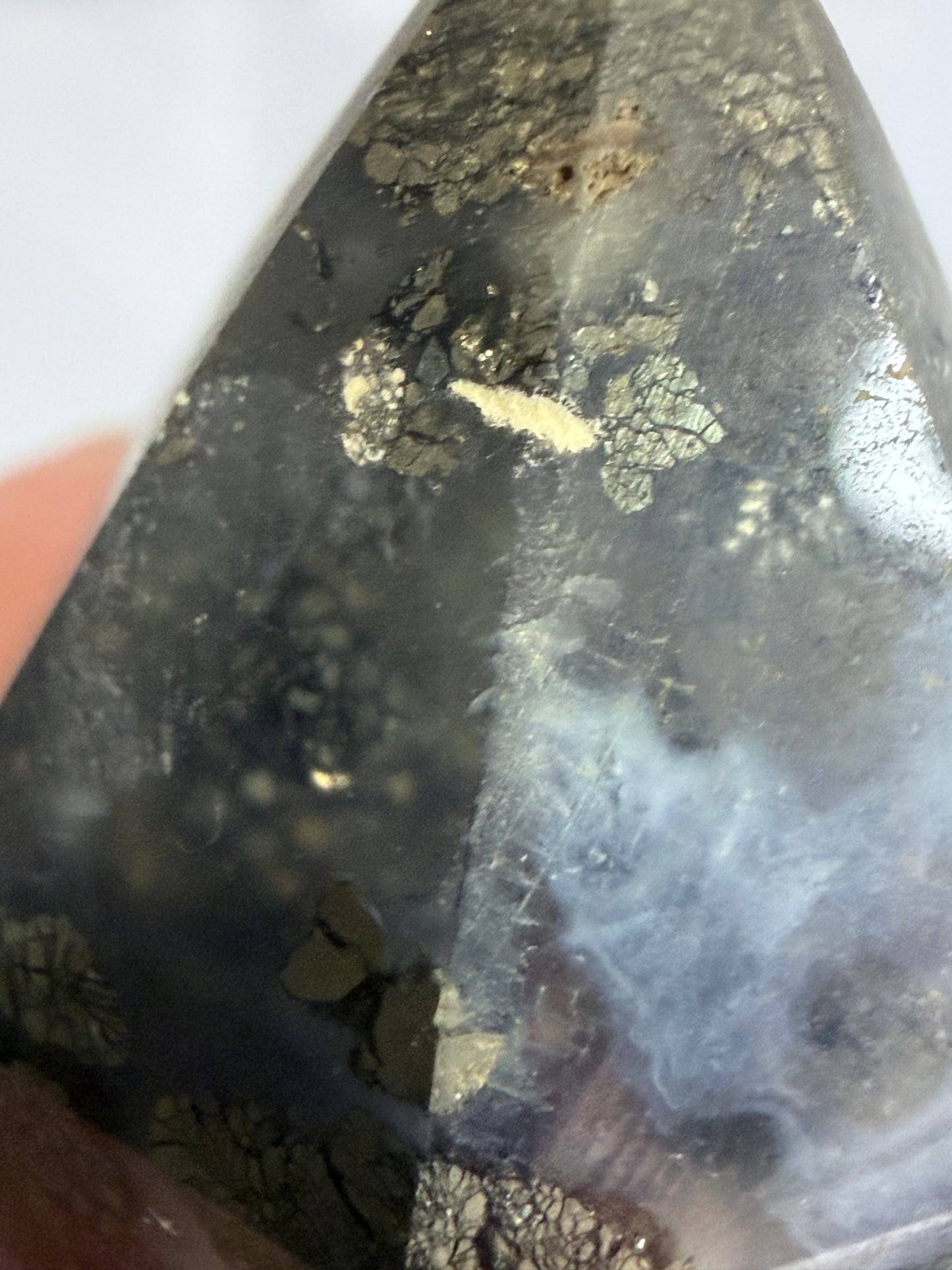 Marcasite in Agate Crystal Tower – 10cm | 133g