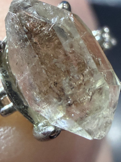Natural Herkimer Diamond Quartz Ring | Double-Terminated Crystal E