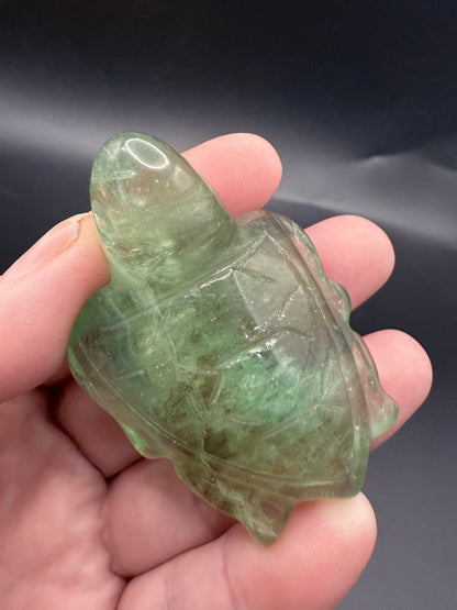 Fluorite Turtle Carving with Dendritic Inclusions